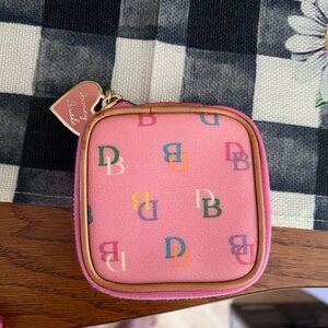 SOLD-Dooney & Bourke Pink rainbow monogram pouch